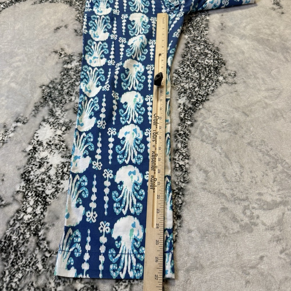 Lilly Pulitzer Pants Womens Size 2 Blue Multi Cocoanut Walk Crop Low Rise Cotton - Picture 6 of 12